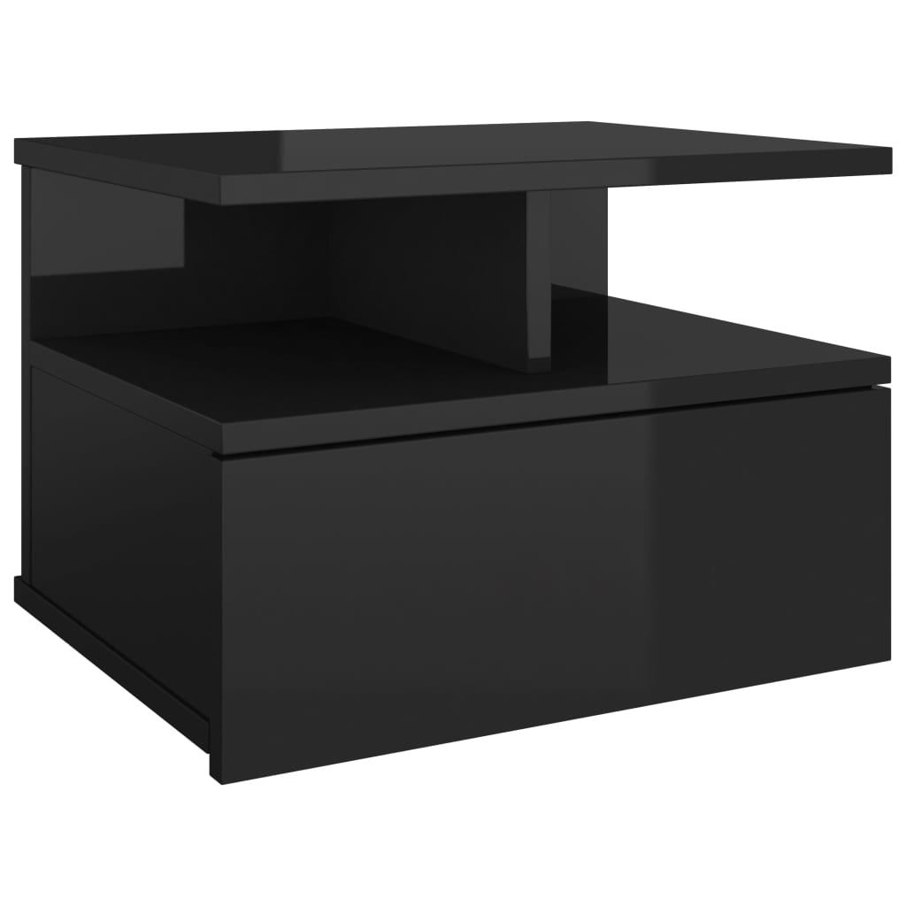  Svävande sängbord svart högglans 40x31x27 cm spånskiva