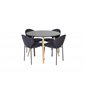 Plaza Round Dining Table - ø 100cm - Black / Oak, Vault Dining Chair - Black Legs - Black Fabric_4