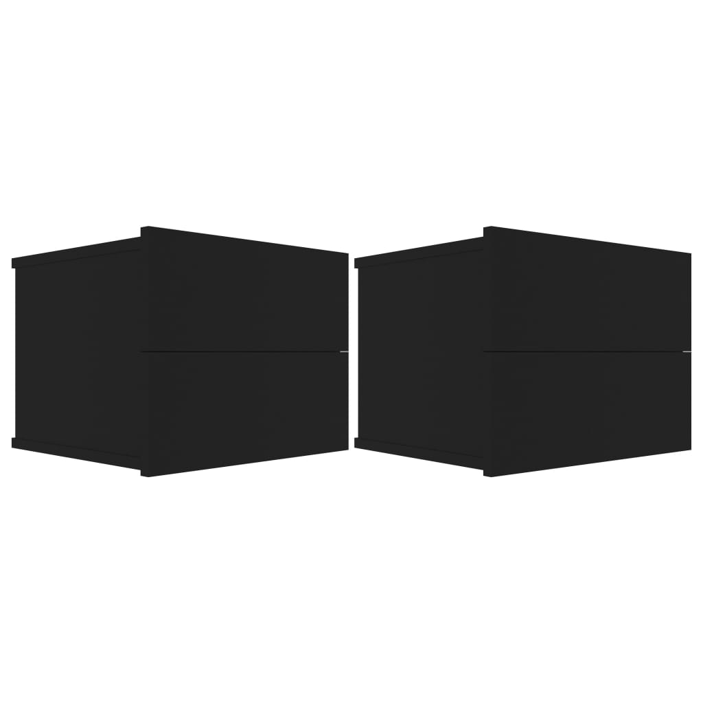  Sängbord 2 st svart 40x30x30 cm spånskiva