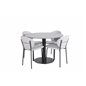 Estelle Round Dining Table ø106 H75 - Black / Black, Vault Dining Chair - Black Legs - Grey Fabric_4