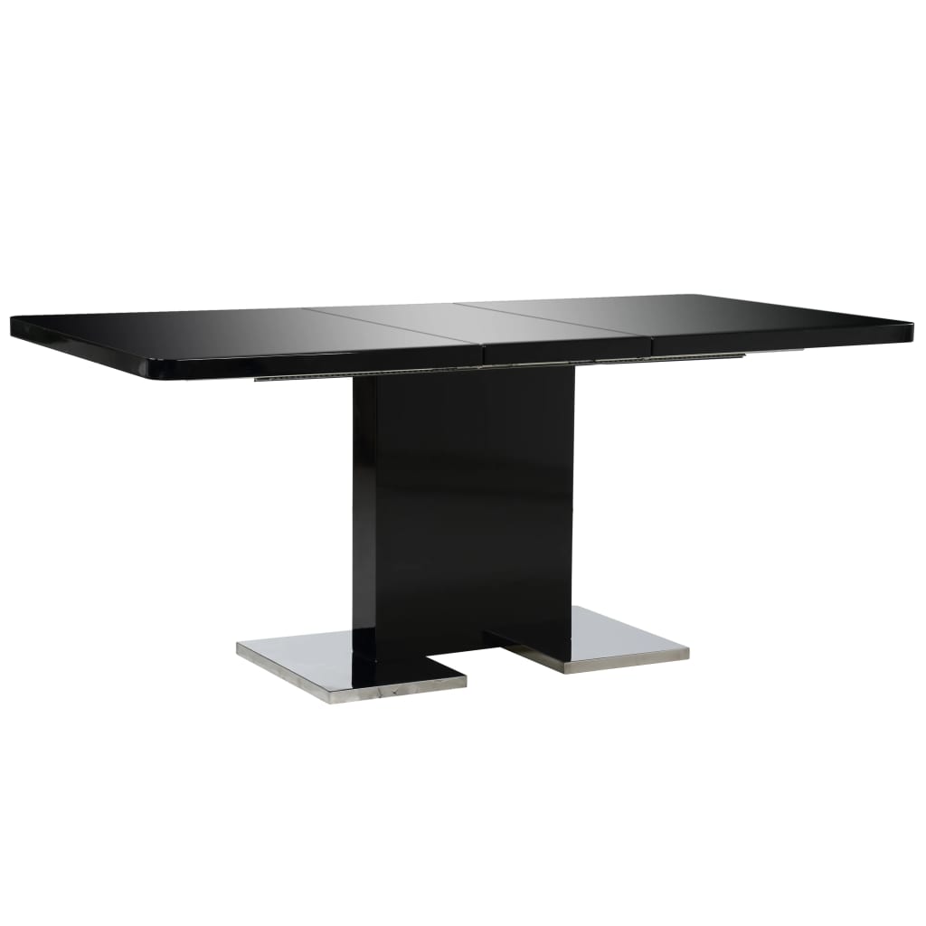  Utdragbart matbord svart högglans 180x90x76 cm MDF