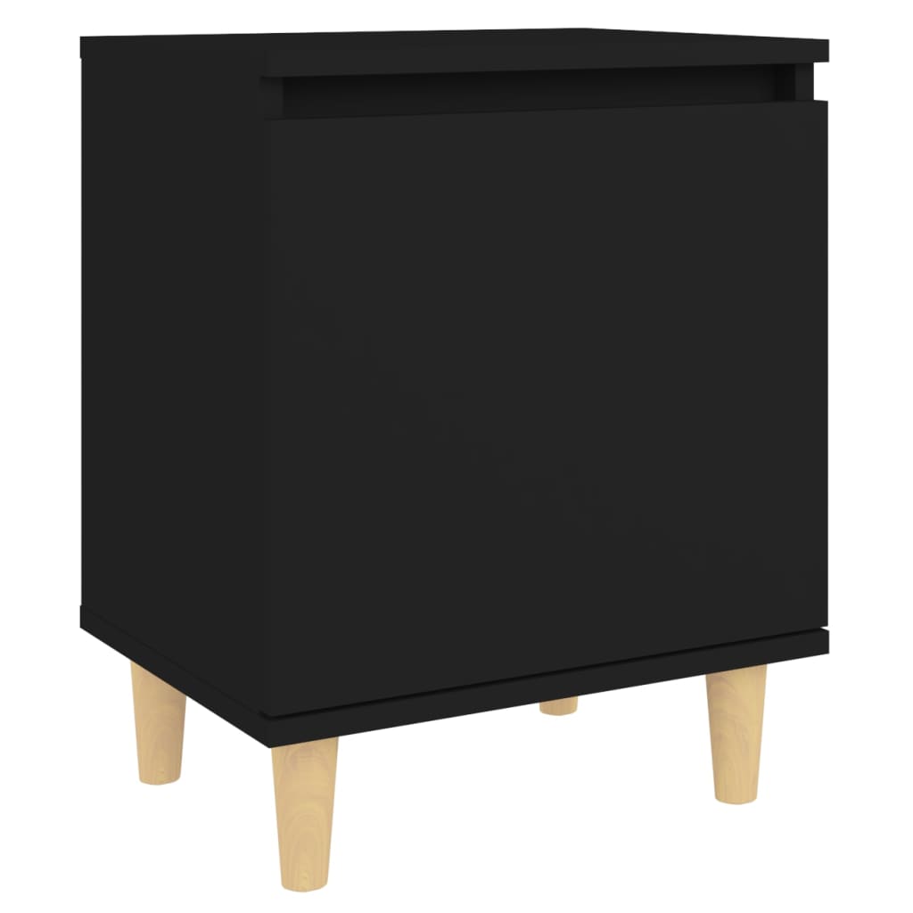  Sängbord med massiva ben svart 40x30x50 cm