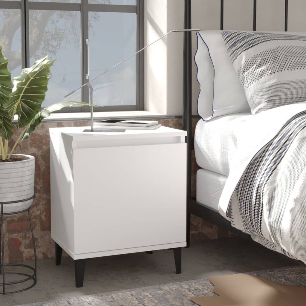  Sängbord med metallben vit 40x30x50 cm