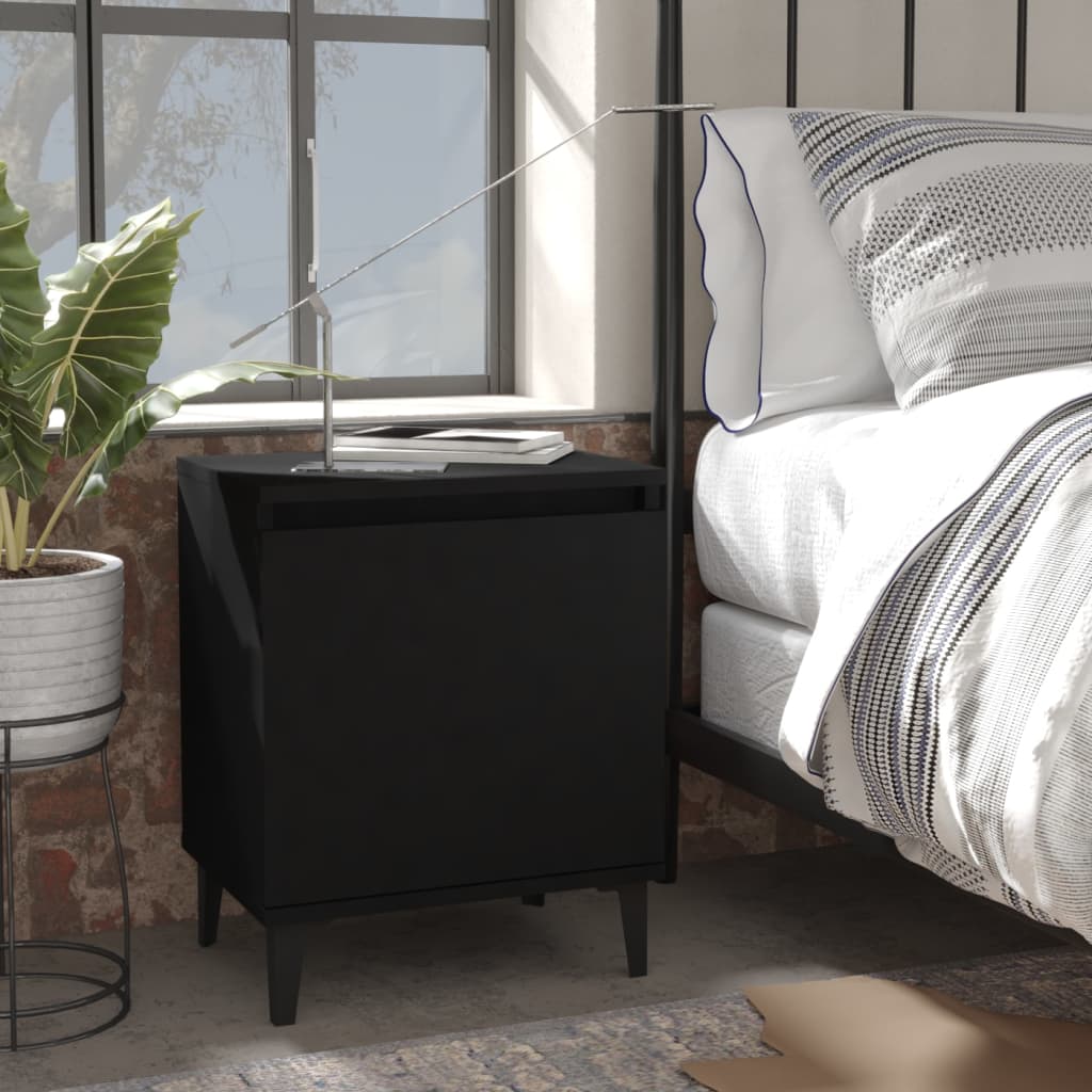  Sängbord med metallben svart 40x30x50 cm