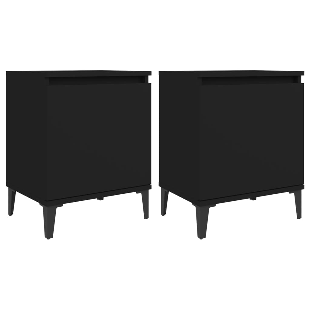  Sängbord med metallben 2 st svart 40x30x50 cm