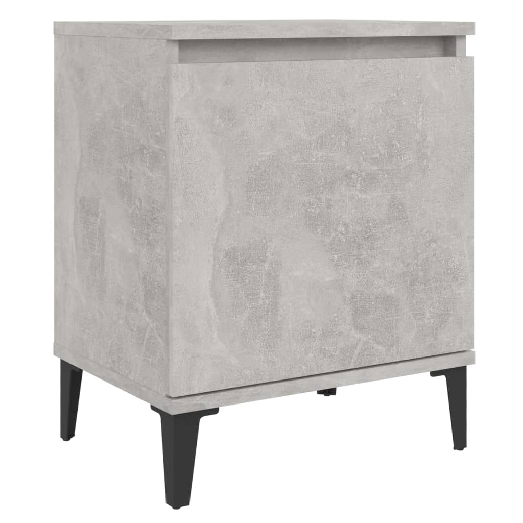  Sängbord med metallben betonggrå 40x30x50 cm