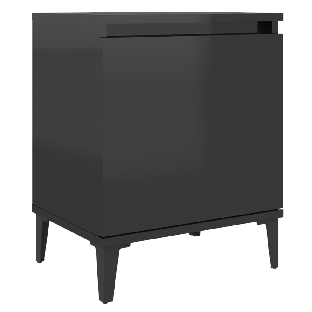  Sängbord med metallben svart högglans 40x30x50 cm