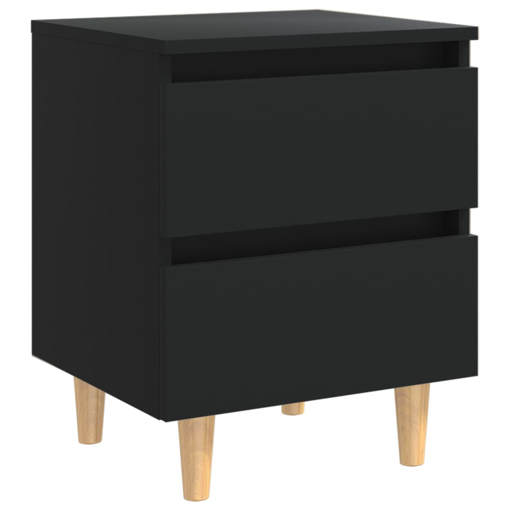  Sängbord med massiva furuben svart 40x35x50 cm