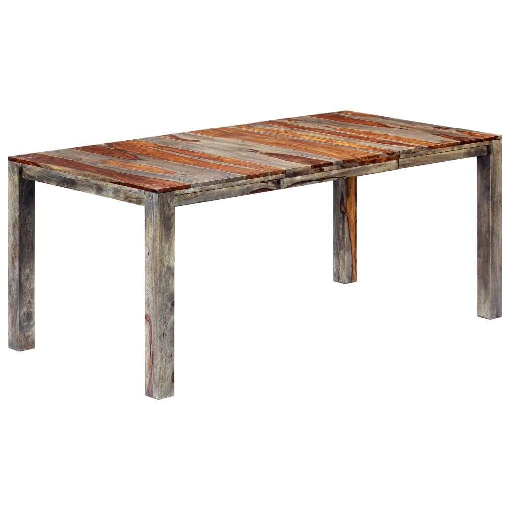  Matbord grå 180x90x76 cm massivt sheshamträ