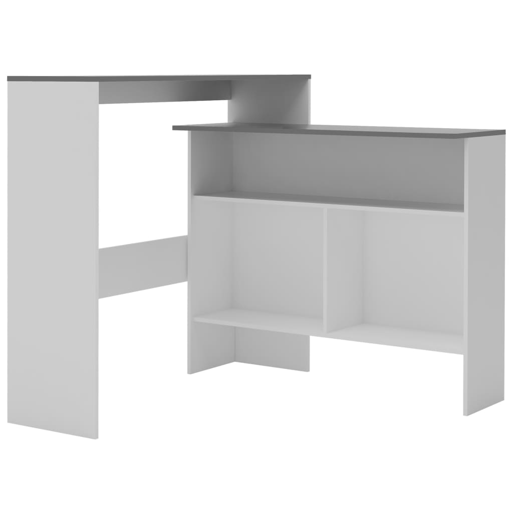  Barbord med 2 bordsskivor vit och grå 130x40x120 cm