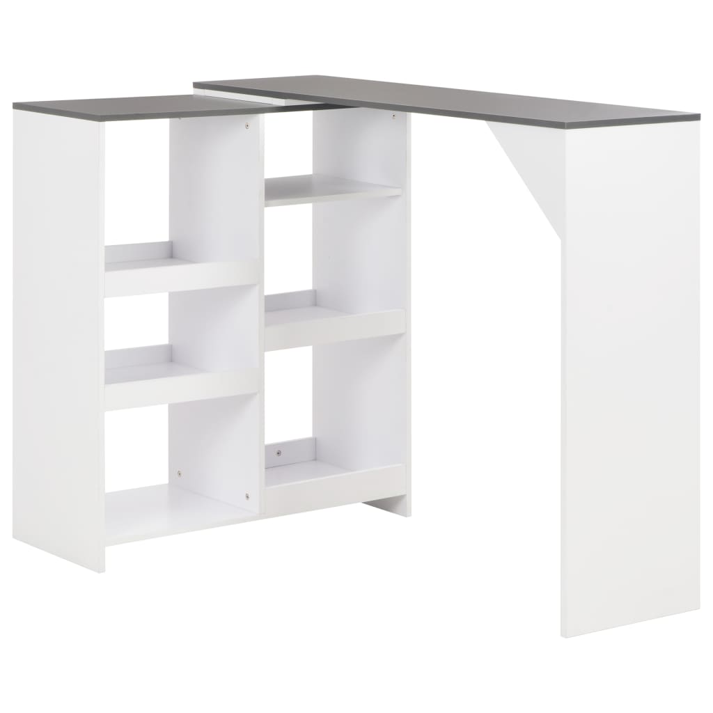  Barbord med flyttbar hylla vit 138x39x110 cm