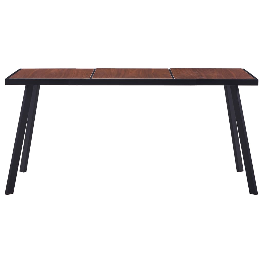  Matbord mörkt trä och svart 160x80x75 cm MDF