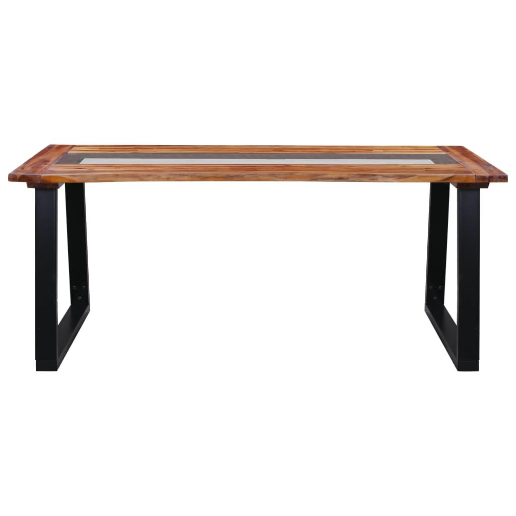  Matbord 180x90x75 cm massivt akaciaträ och glas