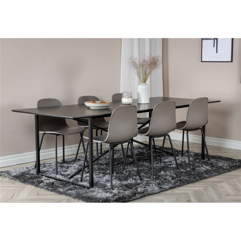 Palace Dining Table - 240*100*H75 - Black / Black, Arctic Dining Chair - Black Legs - Khaki Plastic_6