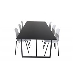 Palace Dining Table - 240*100*H75 - Black / Black, Arctic Dining Chair - Black Legs - White Plastic_6