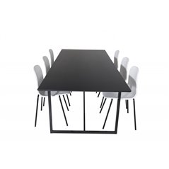 Palace Spisebord - 240 * 100 * H75 - Sort / Sort, Arctic Dining Chair - Sorte Ben - Hvid Pla