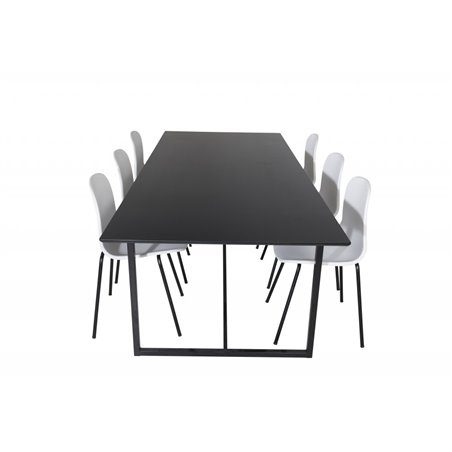 Palace Dining Table - 240*100*H75 - Black / Black, Arctic Dining Chair - Black Legs - White Plastic_6