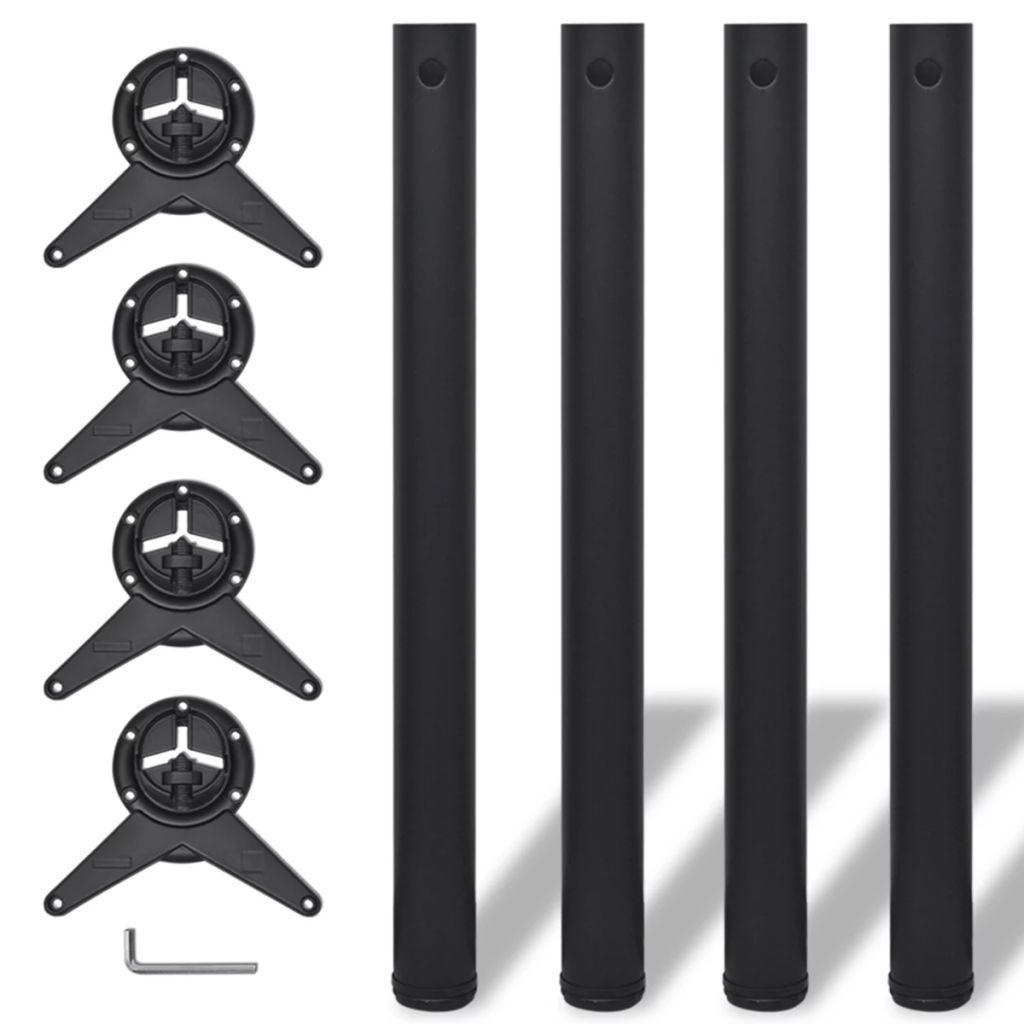 4 Justerbara bordsben i svart 710 mm