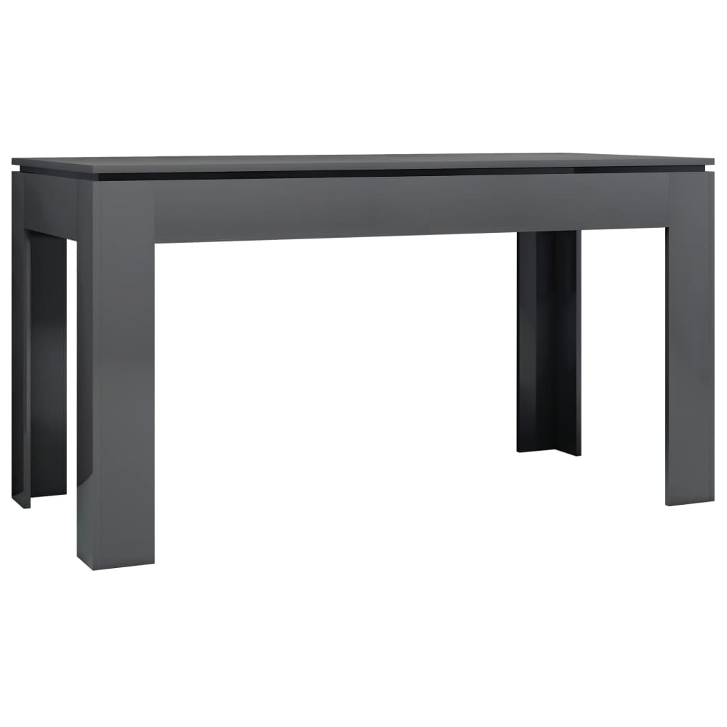 Matbord grå högglans 140x70x76 cm spånskiva