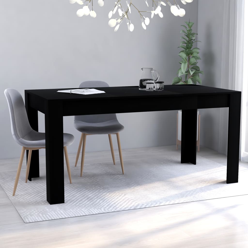  Matbord svart 160x80x76 cm spånskiva