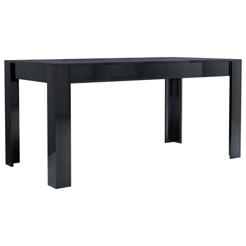  Matbord svart högglans 160x80x76 cm spånskiva