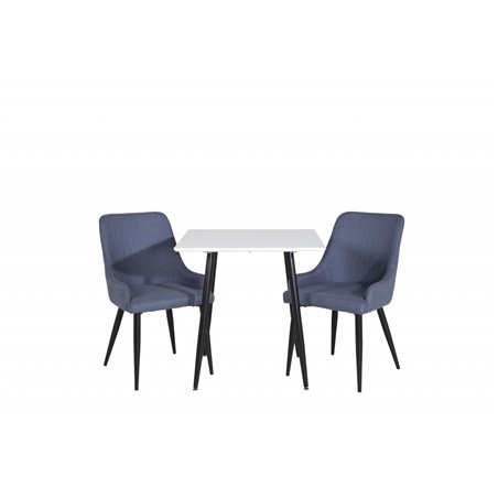 Polar dining table 75*75cm - White / black legs, Plaza Dining Chair - Black Legs - Blue Fabric_2