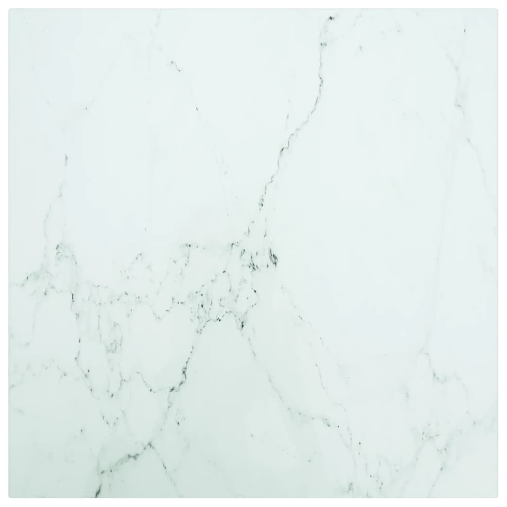  Bordsskiva vit 50x50 cm 6 mm härdat glas med marmortextur