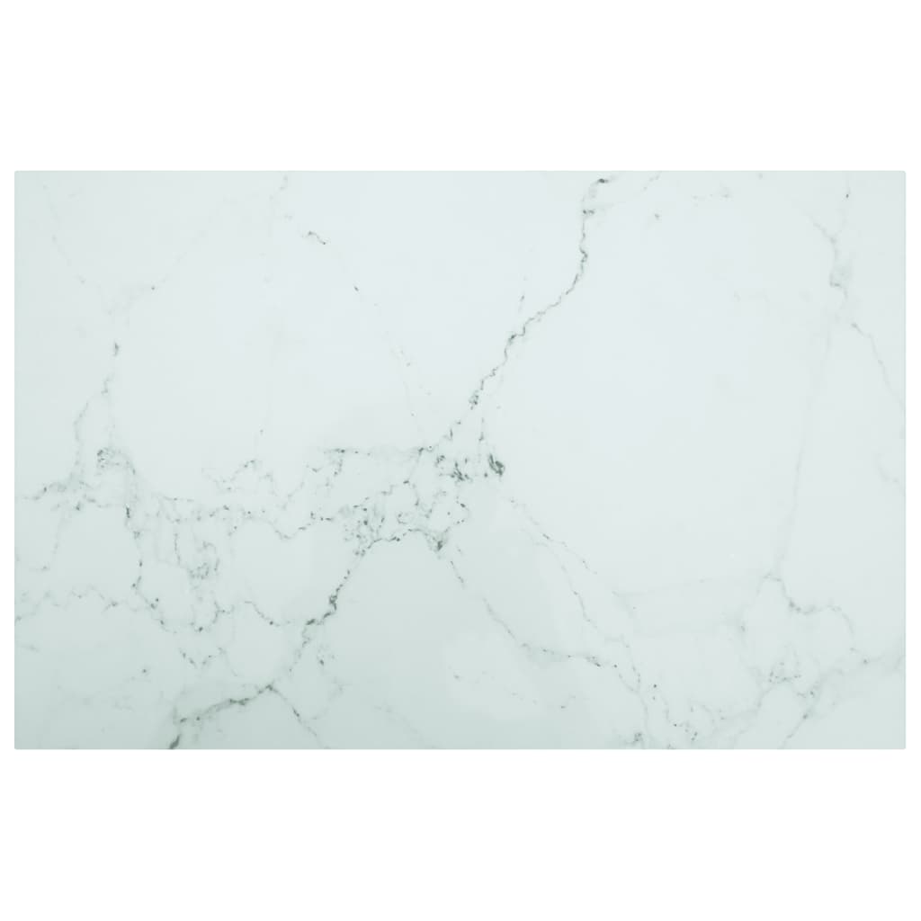  Bordsskiva vit 100x62 cm 8 mm härdat glas med marmortextur