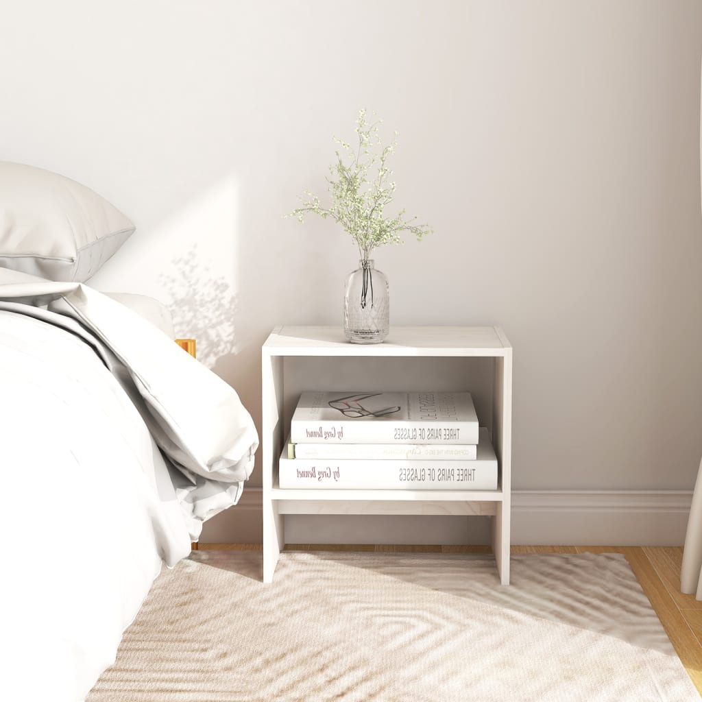  Sängbord vit 40x30,5x40 cm massiv furu