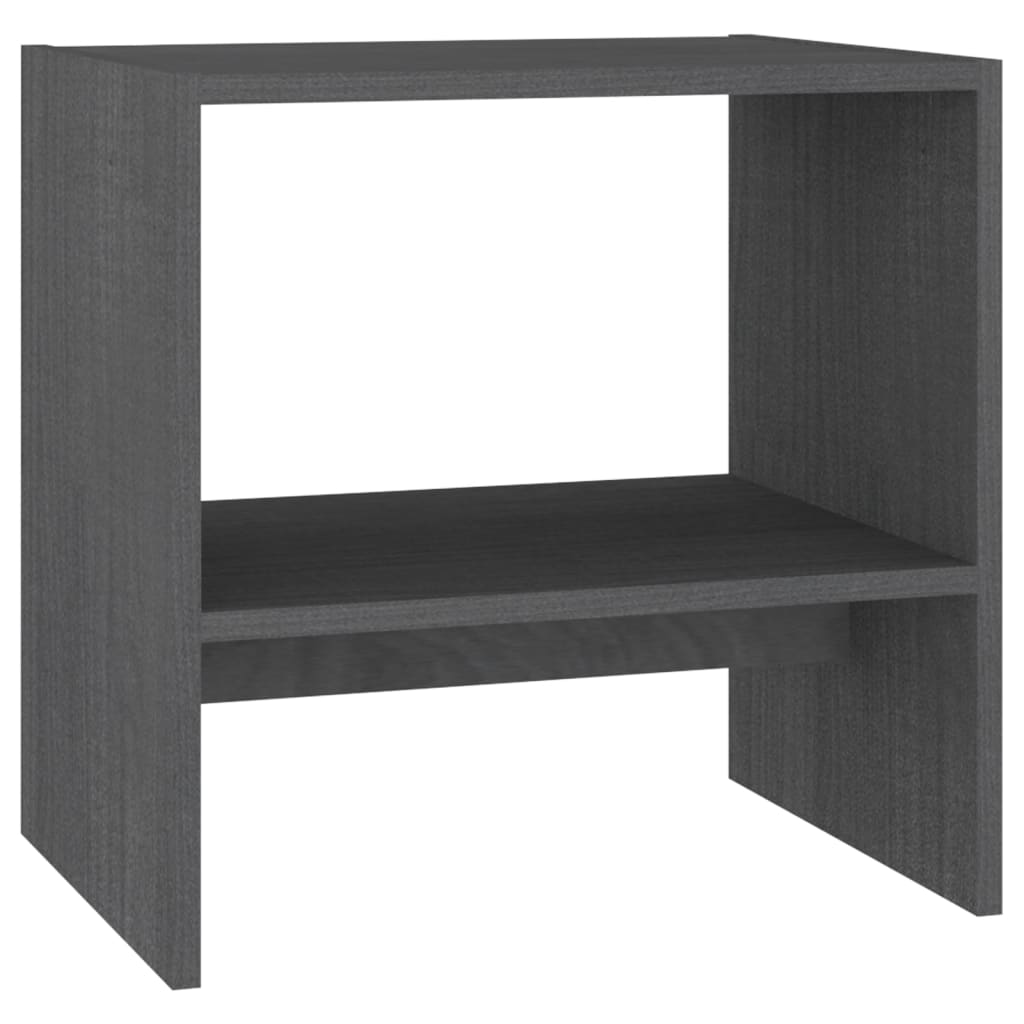  Sängbord grå 40x30,5x40 cm massiv furu