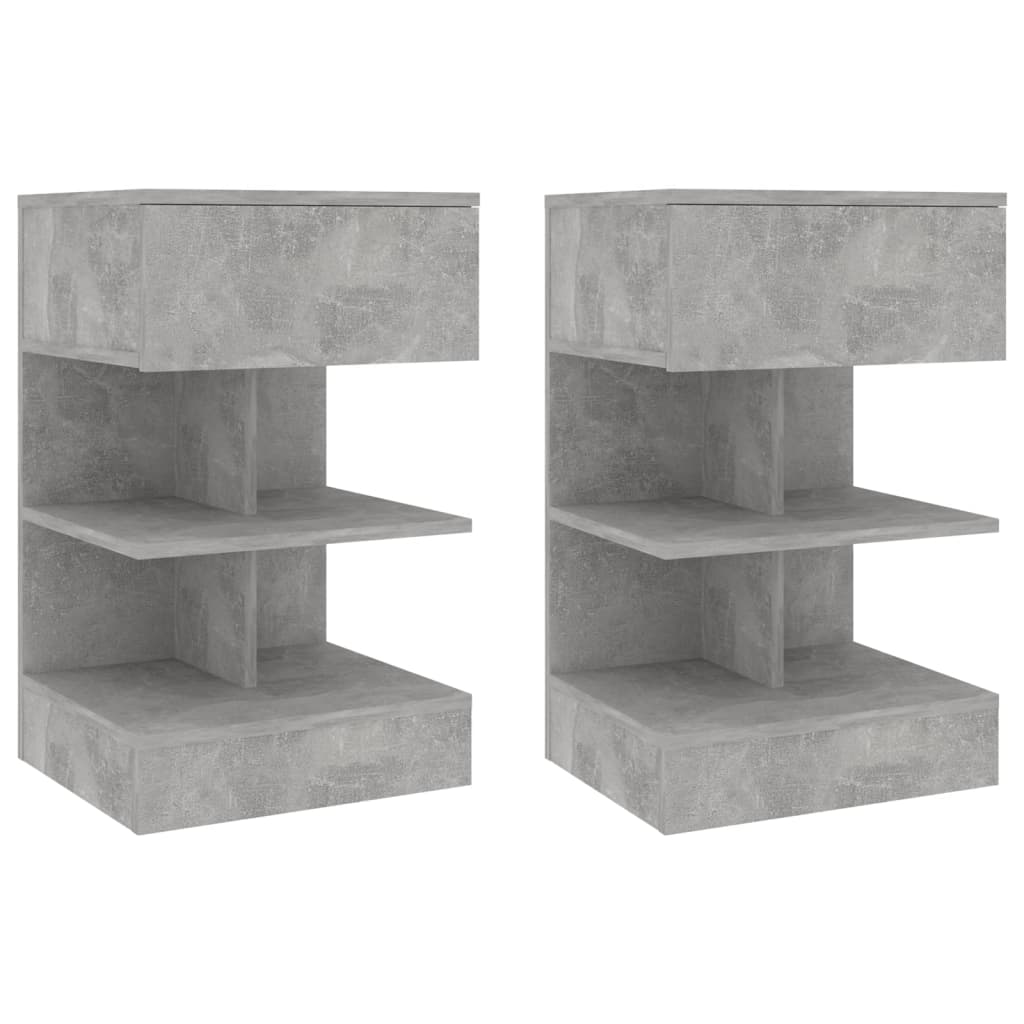  Sängbord 2 st betonggrå 40x35x65 cm