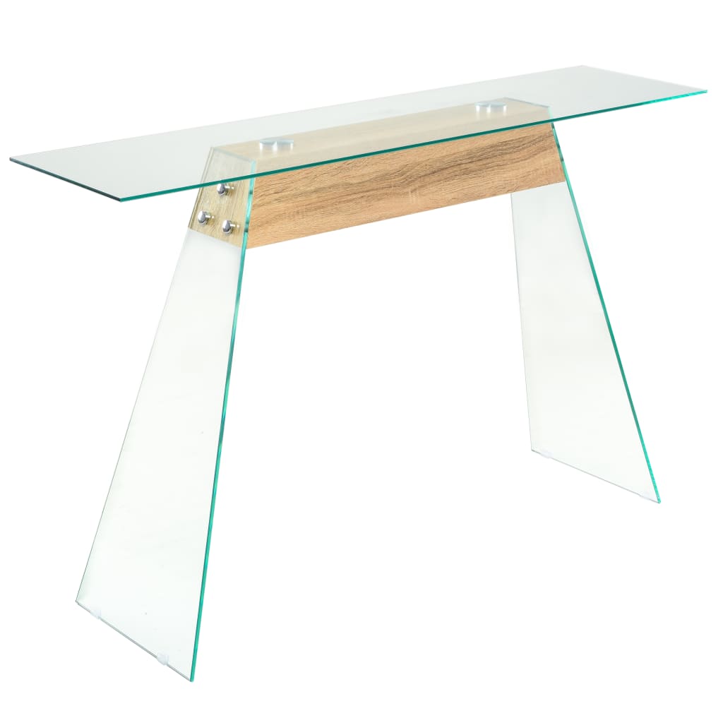  Konsolbord MDF och glas 120x30x76 cm ekfärgat