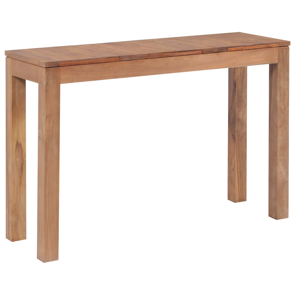  Konsolbord massiv teak med naturlig finish 110x35x76 cm