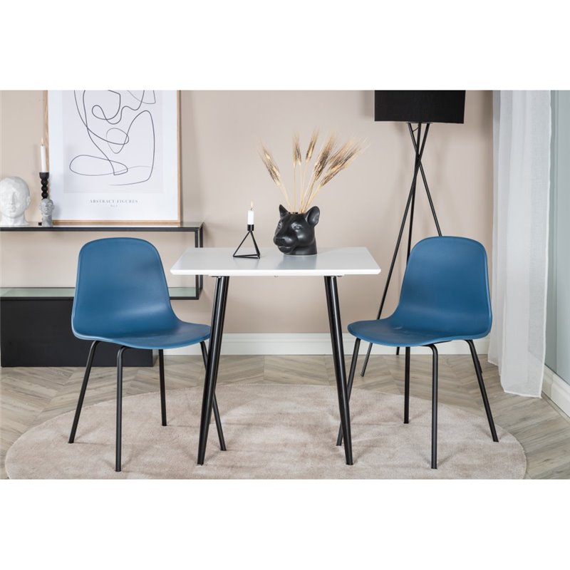 Polar spisebord 75 * 75cm - Hvide / sorte ben, Arctic Dining Chair - Sorte Ben - Blue Pla stic_2