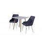 Polar dining table 75*75cm - White /oak-look legs, Plaza Dining Chair - White Legs - Blue Fabric_2