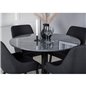 Estelle Round Dining Table ø106 H75 - Black / Black, Plaza Dining Chair - Black Legs - Black Fabric_4