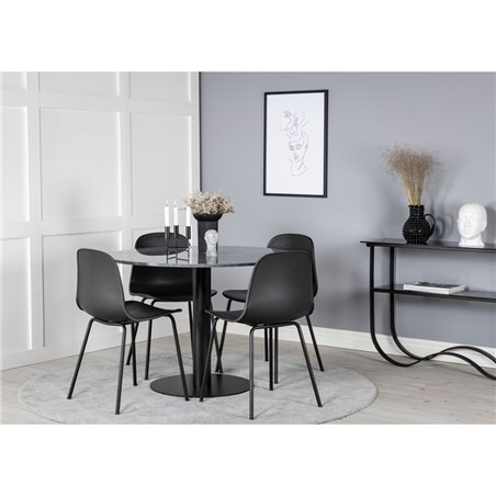 Estelle Rundt Spisebord ø106 H75 - Sort / Sort, Arctic Dining Chair - Sorte Ben - Sort Pla stic_4