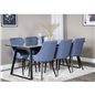 Estelle Dining Table 200*90*H76 - Black / Black, Plaza Dining Chair - Black Legs - Blue Fabric_6