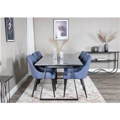 Estelle ruokapöytä 200 * 90 * H76 - musta / musta, ruokapöydän tuoli - mustat jalat - Blue Pla