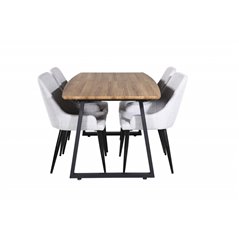 Inca Dining Table - 160/200*85*H75 - Oak / Black, Plaza Dining chair - Black legs - Light Grey Fabric_4