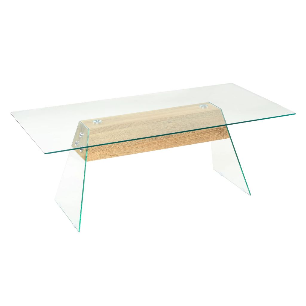  Soffbord MDF och glas 110x55x40 cm ekfärgat