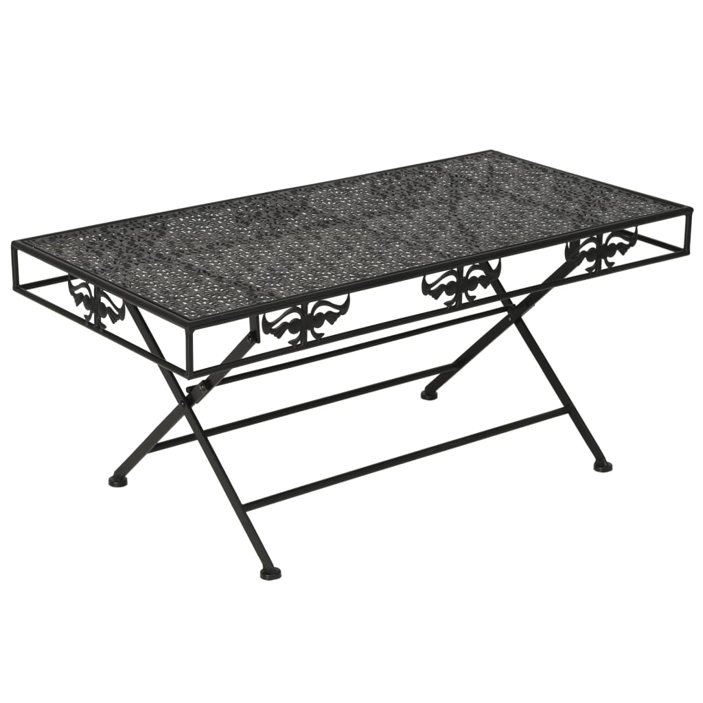  Hopfällbart soffbord vintage stil metall 100x50x45 cm svart
