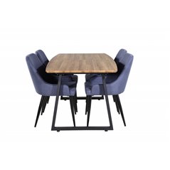 Inca Dining Table - 160/200*85*H75 - Oak / Black, Plaza Dining Chair - Black Legs - Blue Fabric_4