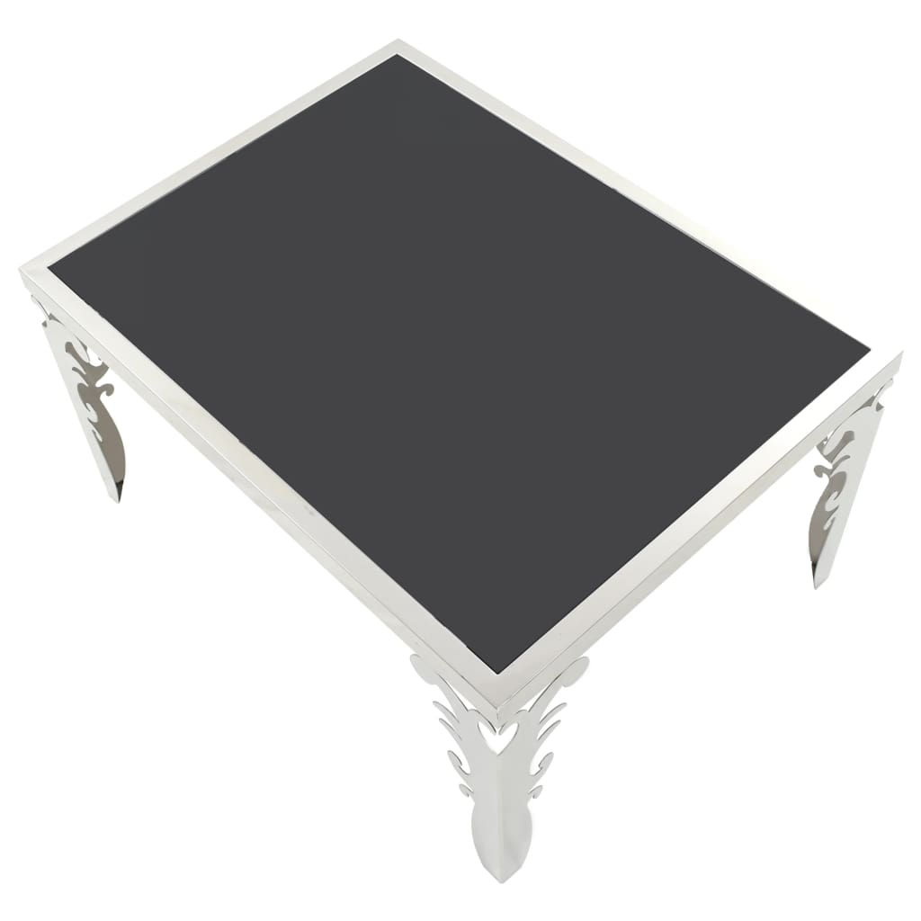  Soffbord med spegel rostfritt stål och glas 80x60x44 cm