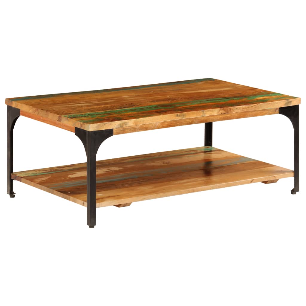  Soffbord med hylla 100x60x35 cm massivt återvunnet trä