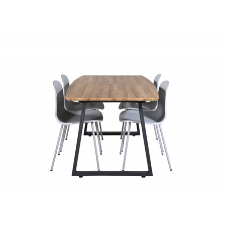 Inca Dining Table - 160/200*85*H75 - Oak / Black, Arctic Dining Chair - Grey Legs - Grey Plastic_4
