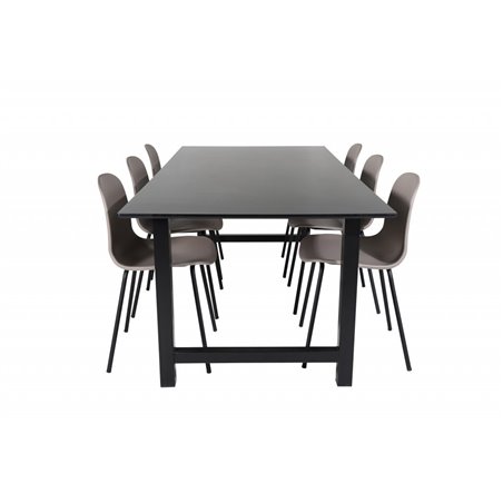 Count Dining Table - 220*100*H75 - Black / Black, Arctic Dining Chair - Black Legs - Khaki Plastic_6