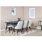 Dipp Dining Table - 180*90cm - Black / Black Brass, Velvet Deluxe Dining Chair - Black Legs - Light Grey Fabric_6