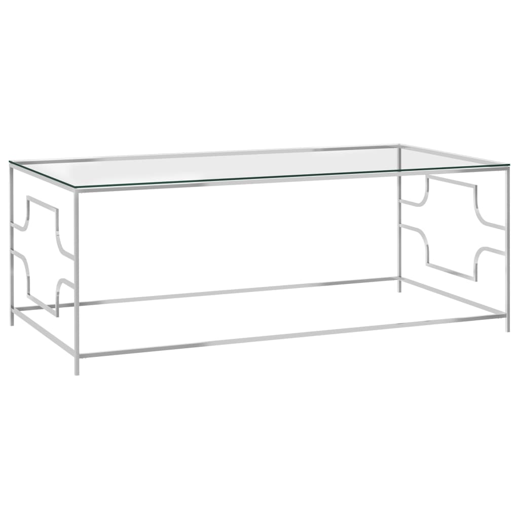  Soffbord silver 120x60x45 cm rostfritt stål och glas