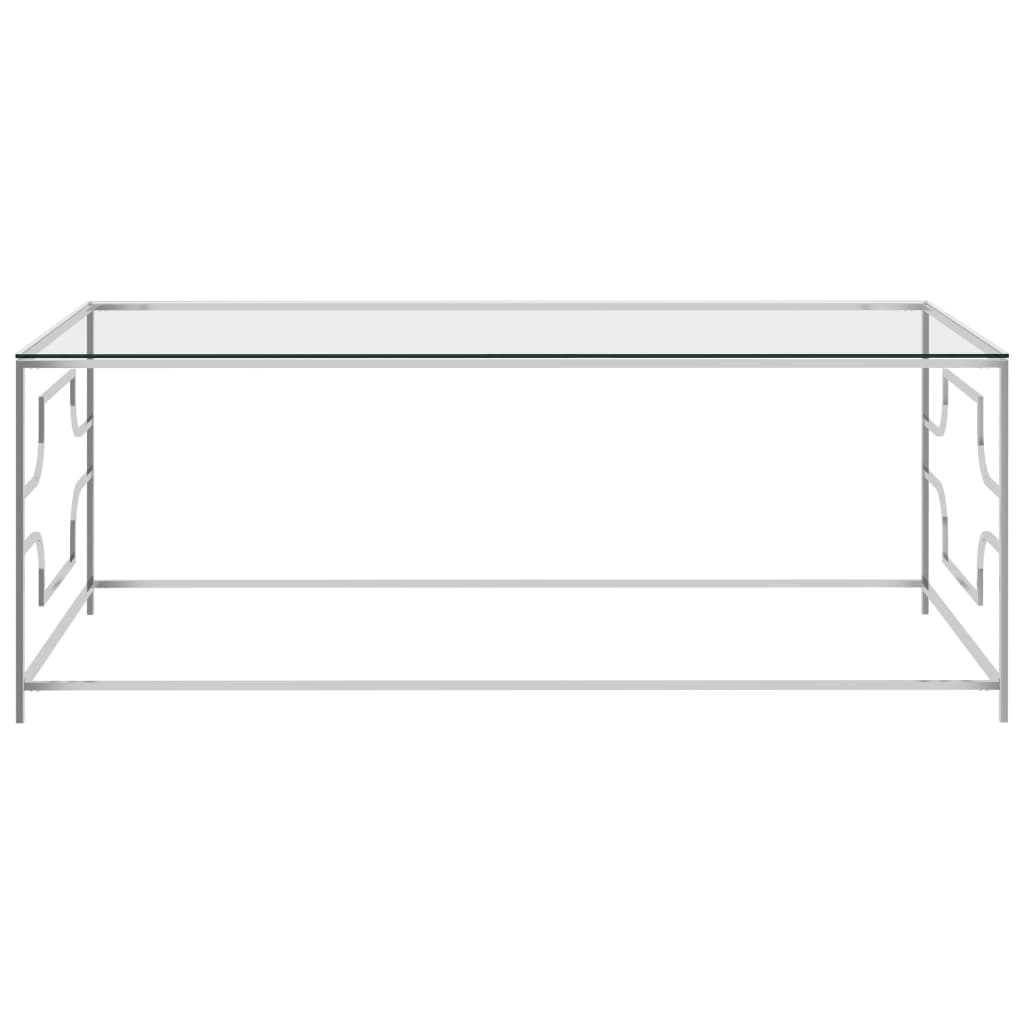  Soffbord silver 120x60x45 cm rostfritt stål och glas